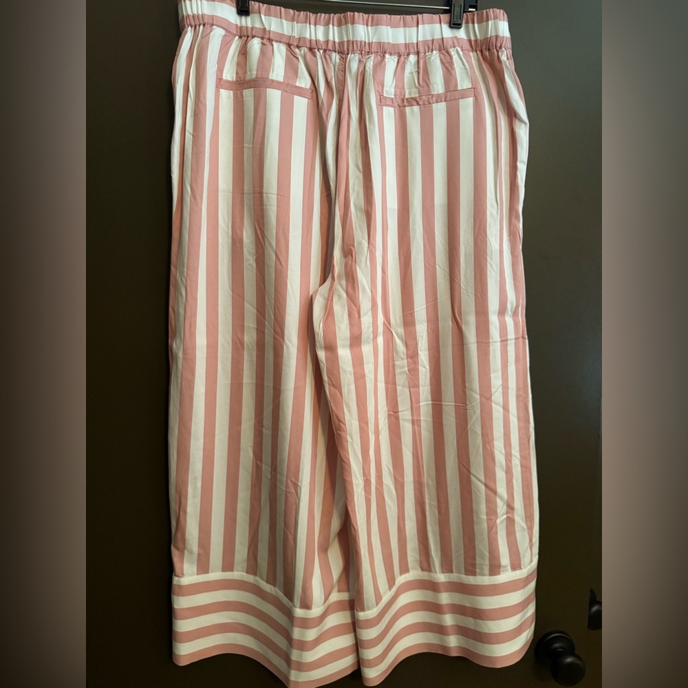 NWT Lauren Ralph Lauren Coral and White Striped Pants - Picture 2 of 7